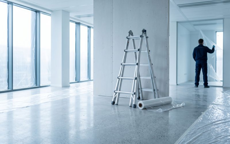 Innenraum nach Bauarbeiten vor der Erstreinigung