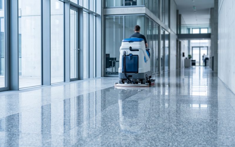 Maschine bei der professionellen Bodenpflege