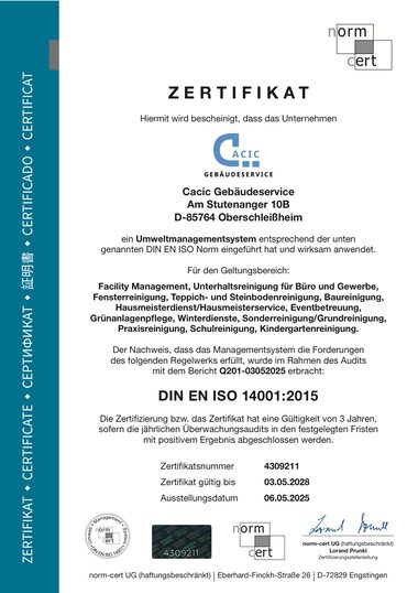 Zertifikat ISO 14001